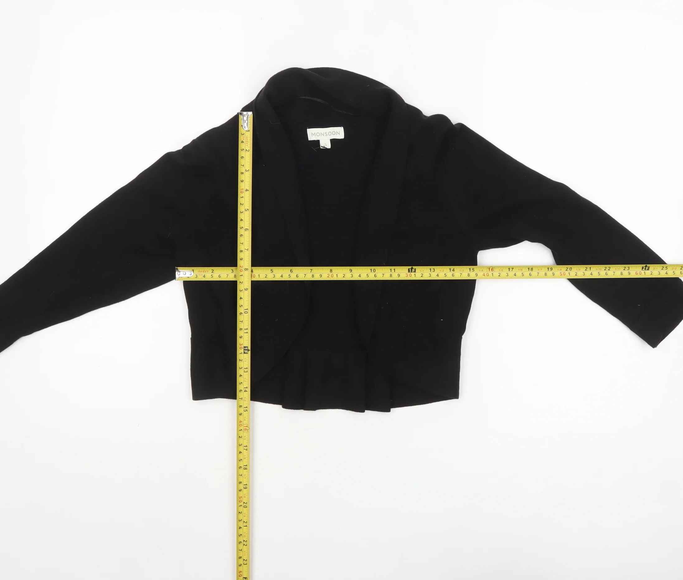 Monsoon Women's Black Cotton Bow Detail Cardigan Size S - Image 2