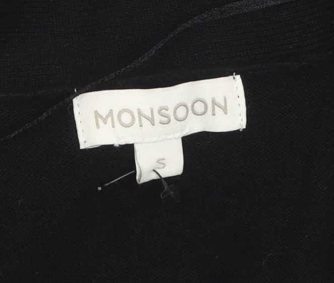 Monsoon Women's Black Cotton Bow Detail Cardigan Size S - Image 5
