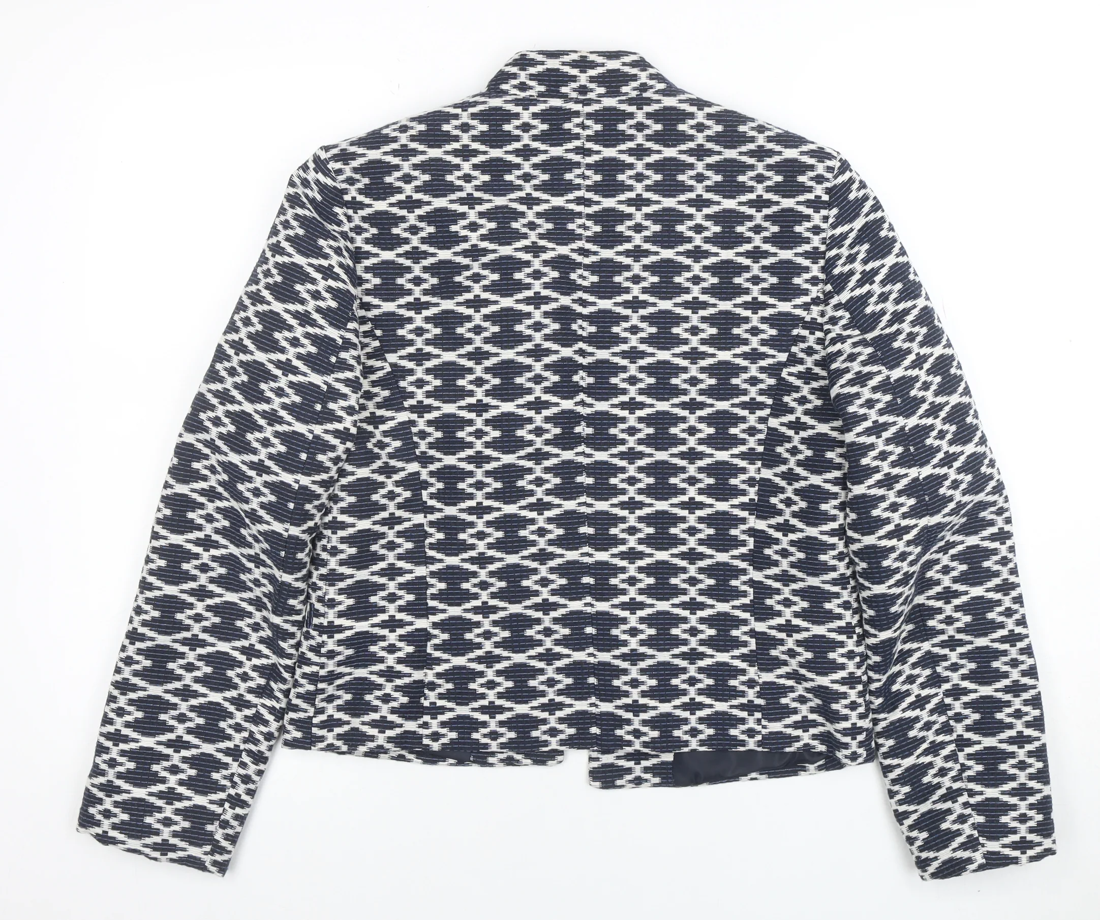 Monsoon Women's Blue Geometric Pattern Blazer Jacket Size 12 - Image 3