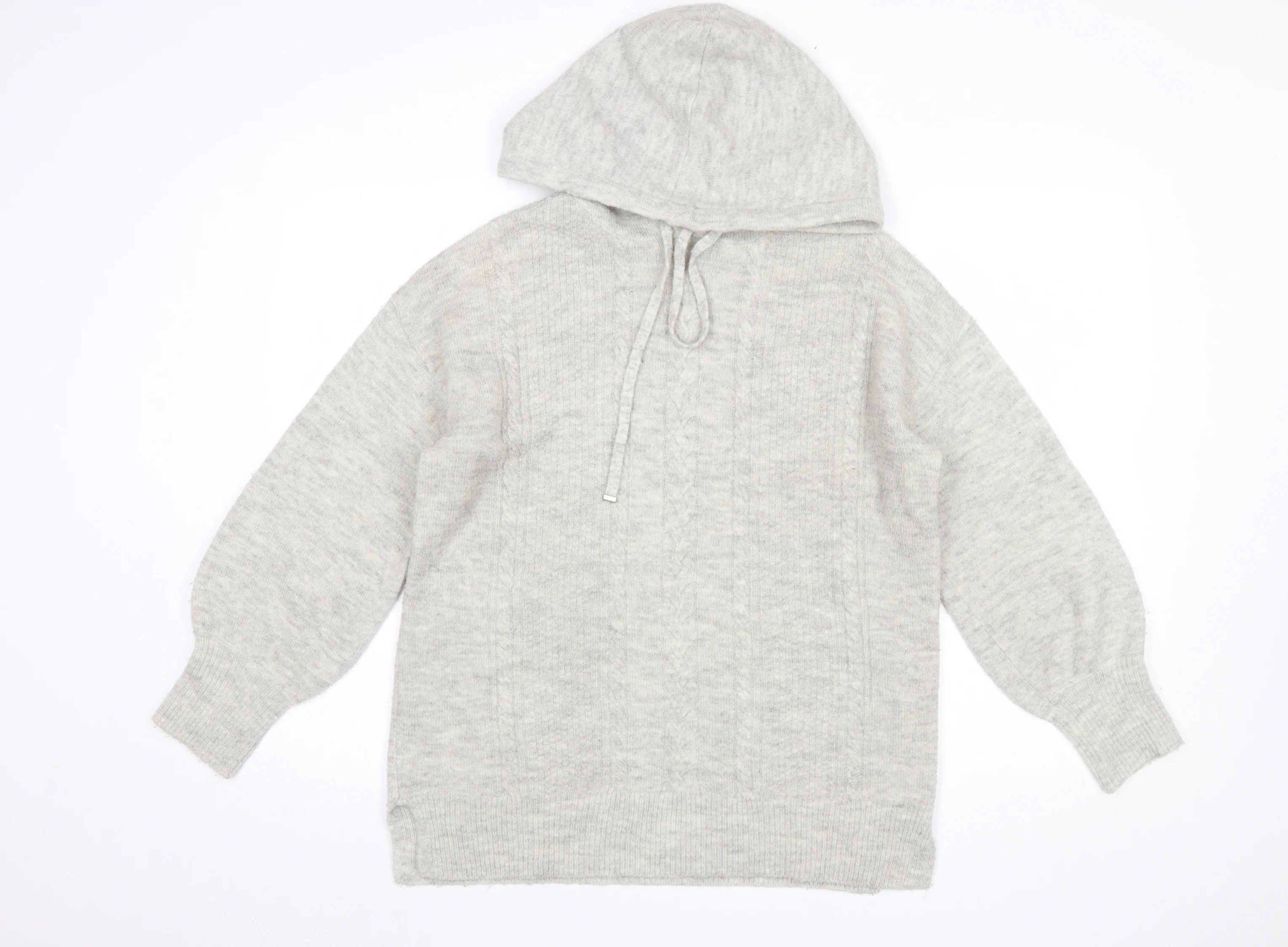 Monsoon Women's Grey Hooded Knit Pullover Jumper Size S