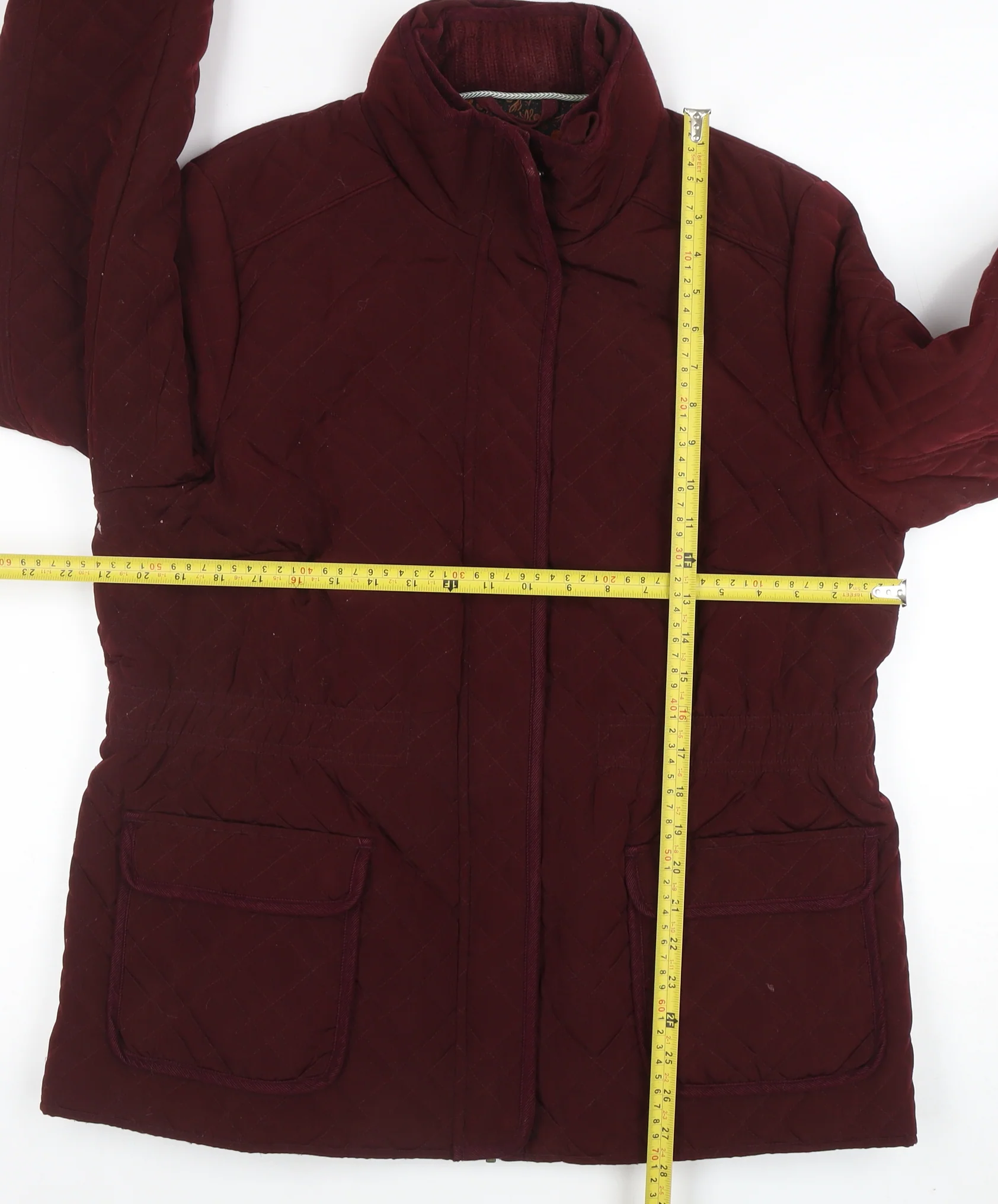 Monsoon Womens Red Quilted Jacket Size 18 Lined Full Zip Winter Coat - Image 2