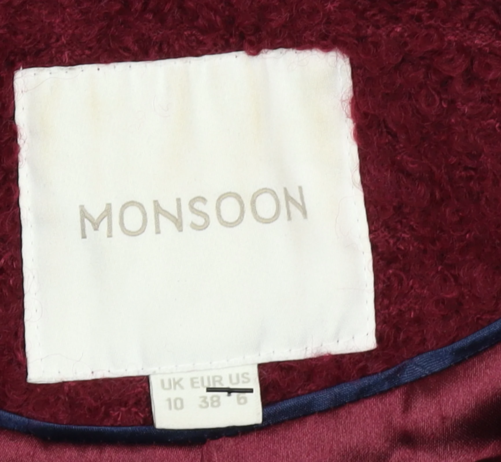 Monsoon Womens Red Wool Blend Mid-Length Coat Size 10 - Image 4