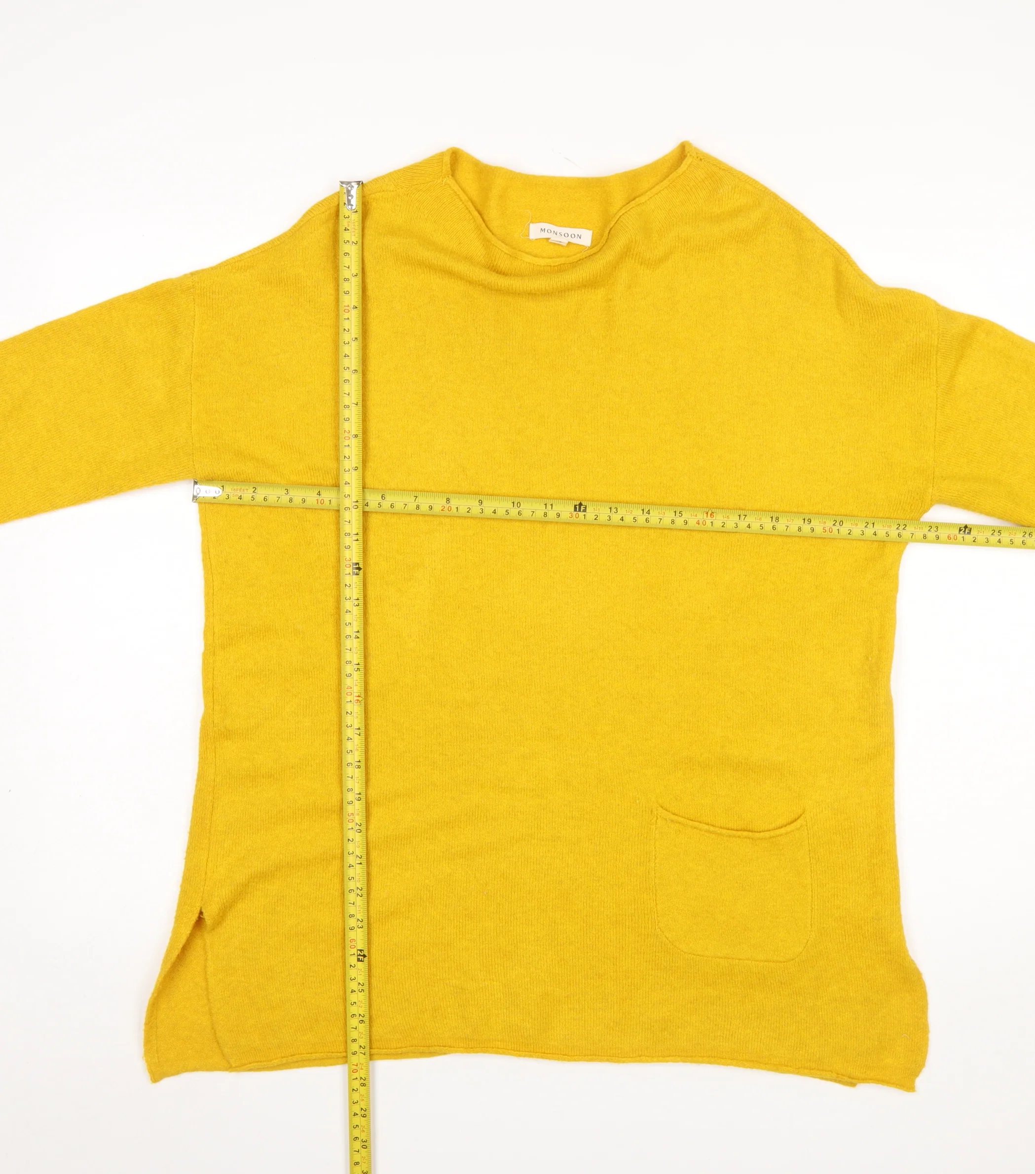 Monsoon Womens Yellow Knit Long Sleeve Crew Neck Pullover Jumper M - Image 2