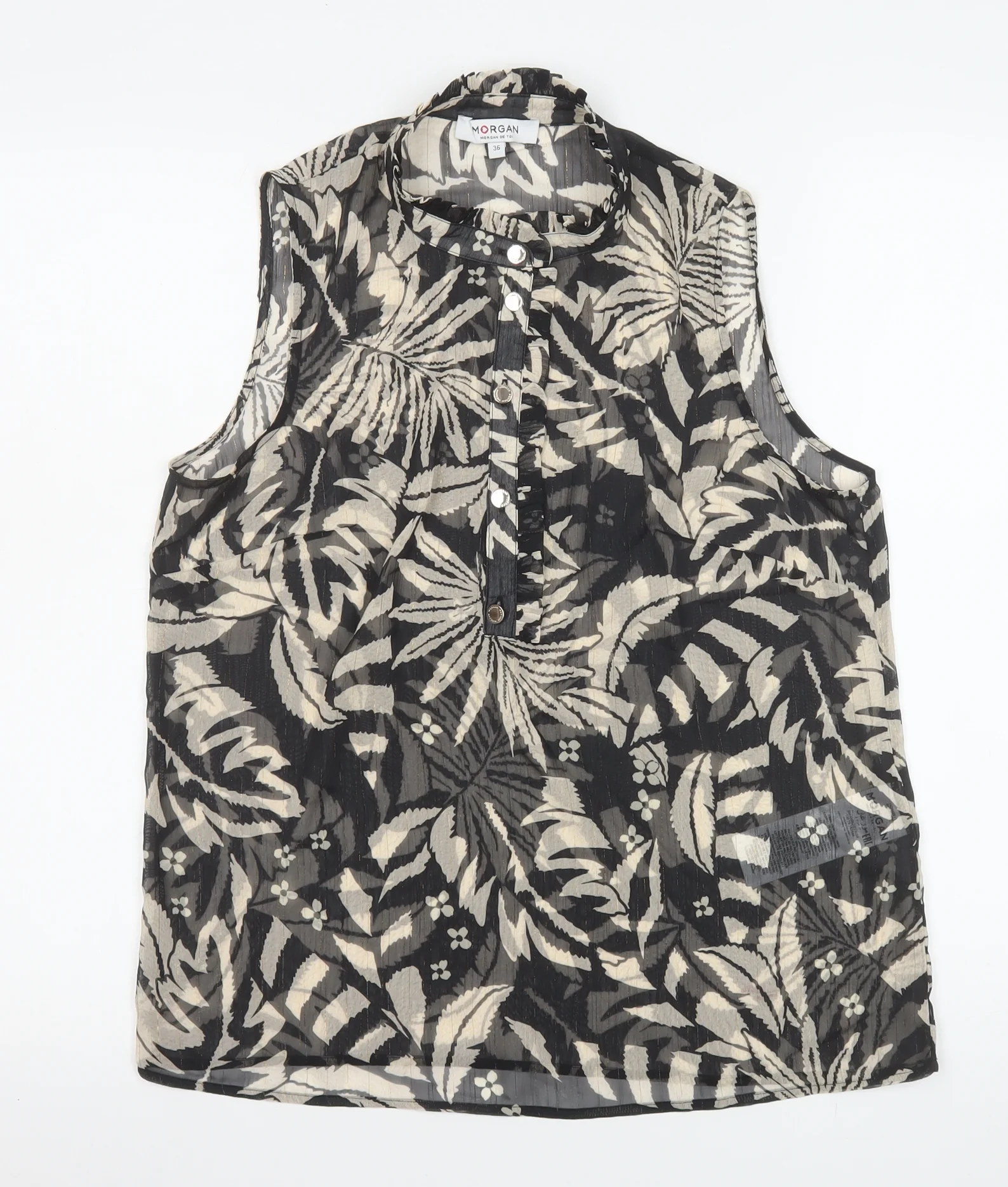 Morgan Women’s Black Floral Sleeveless Tunic Blouse Size 8