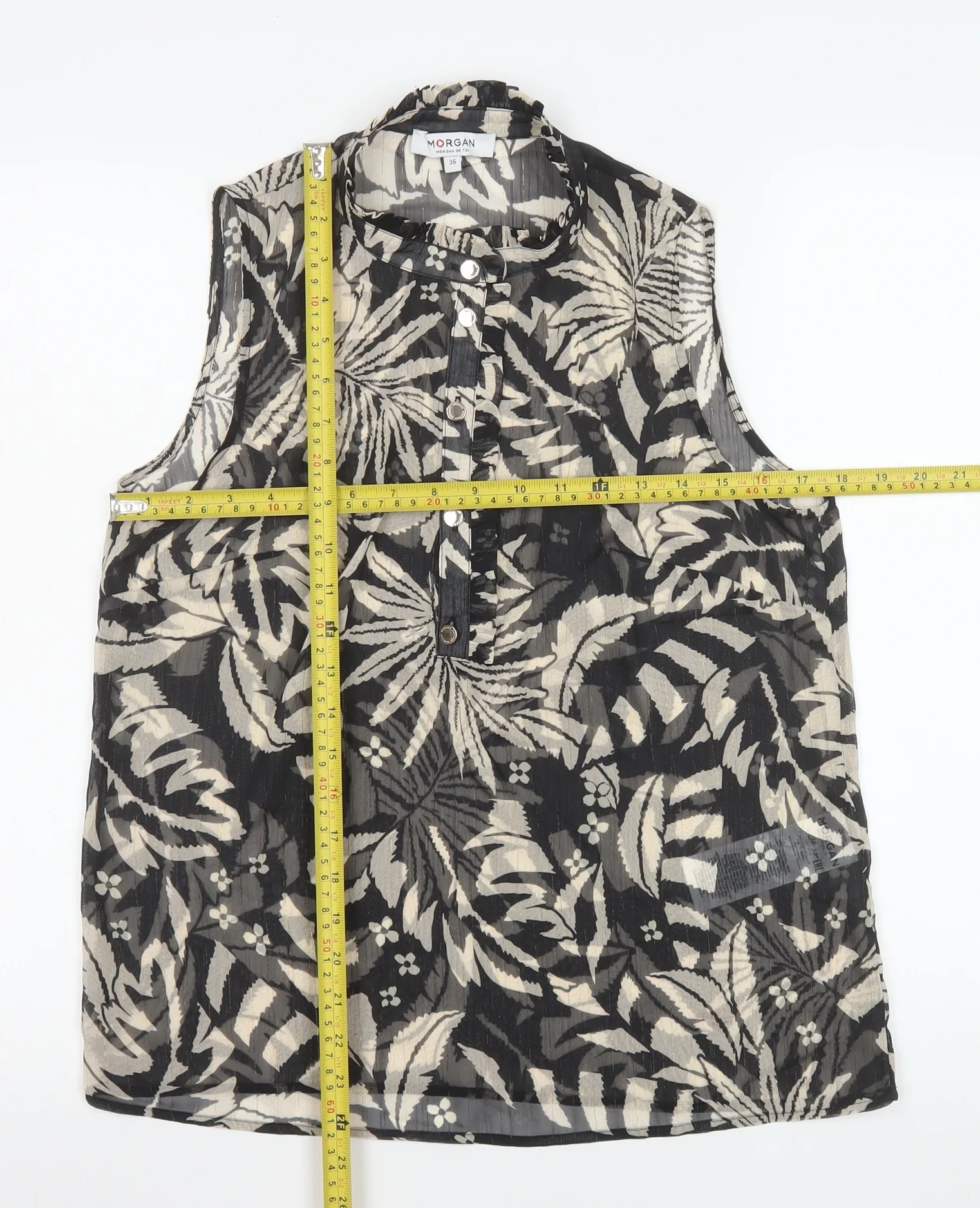 Morgan Women’s Black Floral Sleeveless Tunic Blouse Size 8 - Image 2