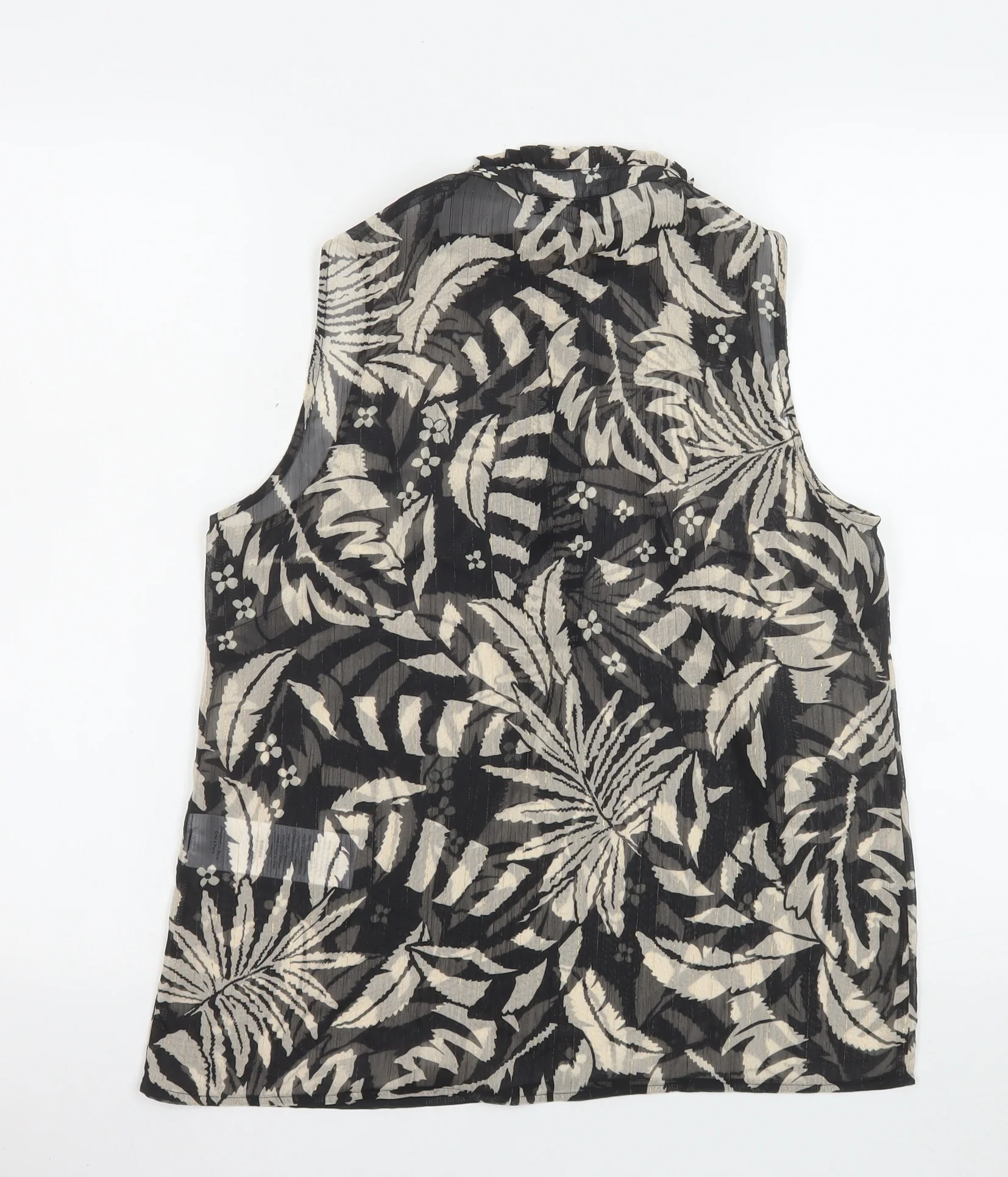 Morgan Women’s Black Floral Sleeveless Tunic Blouse Size 8 - Image 3