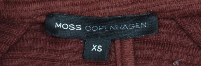 Moss Copenhagen Women’s Brown Knit Coatigan XS Relaxed Fit Open Front - Image 4