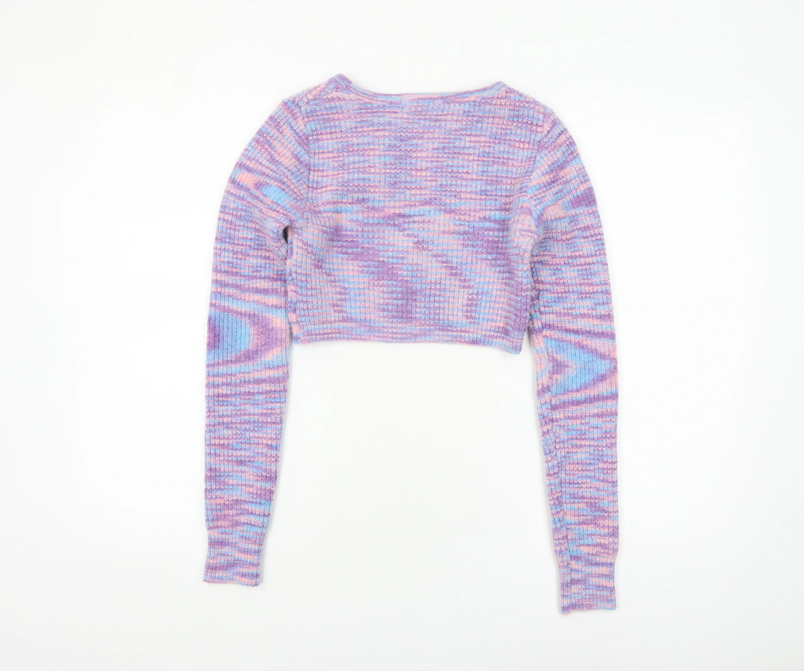 Motel Women’s Multicoloured Knit Crop Jumper XS Crew Neck Pullover - Image 3
