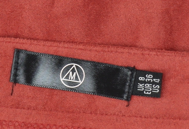 Motel Women’s Red Suede Midi Pencil Skirt UK 8 Button Front - Image 4