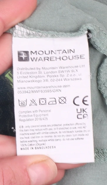 Mountain Warehouse Men's Green Organic Cotton Graphic T-Shirt Size L - Image 5