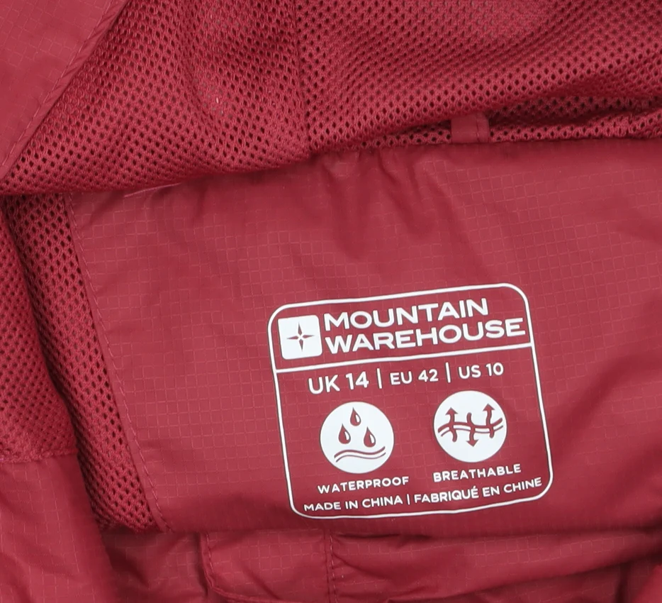 Mountain Warehouse Women Red Waterproof Rain Jacket Size 14 Hooded - Image 5