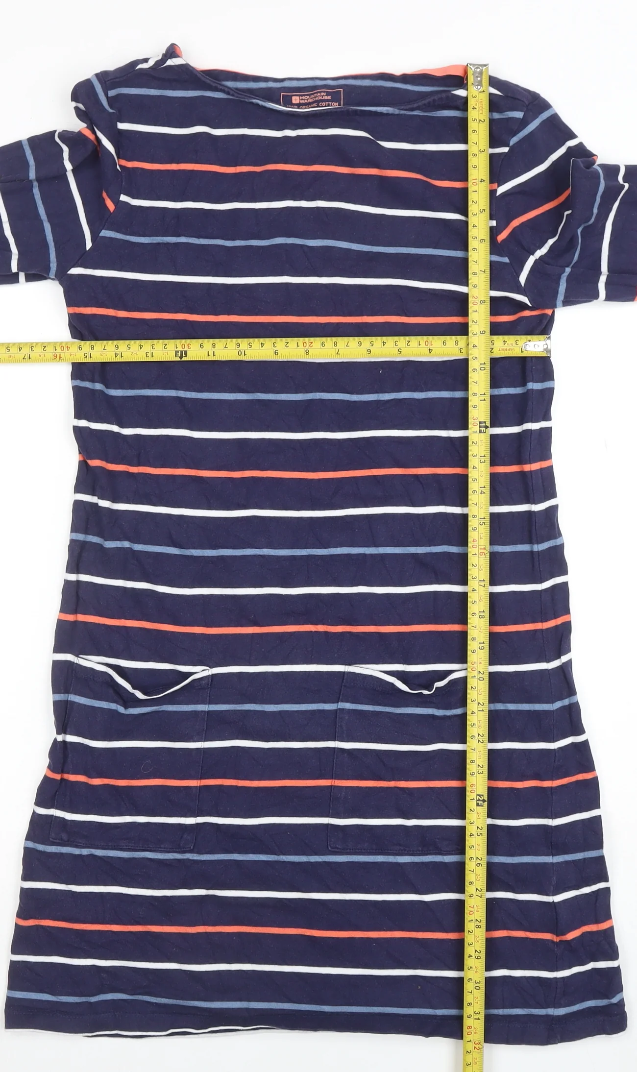 Mountain Warehouse Women’s Blue Striped Cotton T-Shirt Dress Size 10 - Image 2