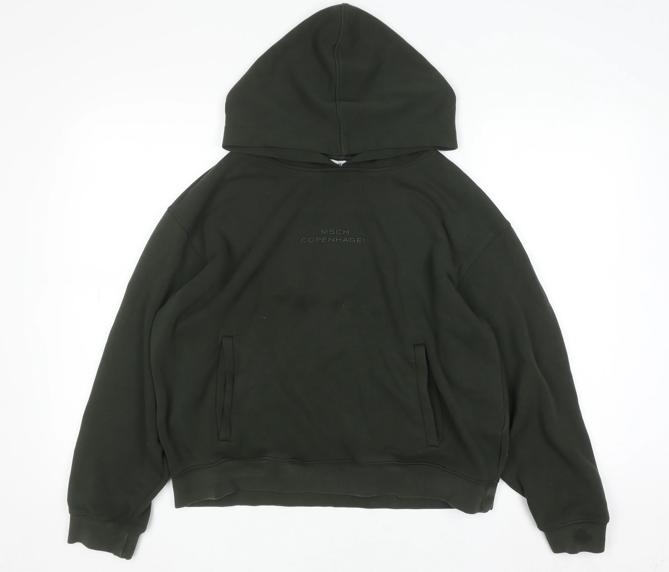 MSCH Copenhagen Women Green M/L Pullover Hoodie Cotton Blend