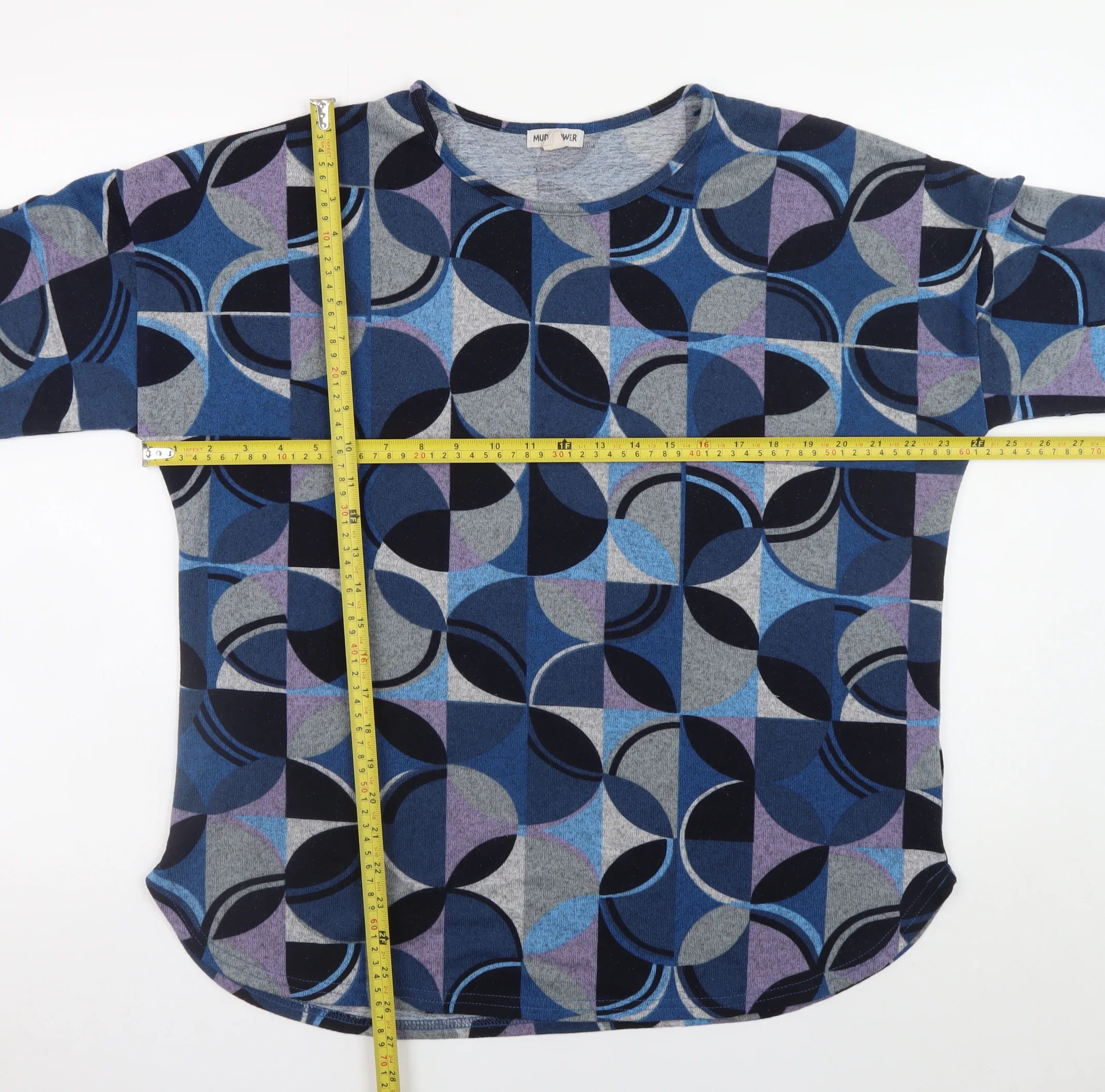 Mudflower Women's Multicoloured Geometric Long Sleeve Jersey T-Shirt UK 16 - Image 2