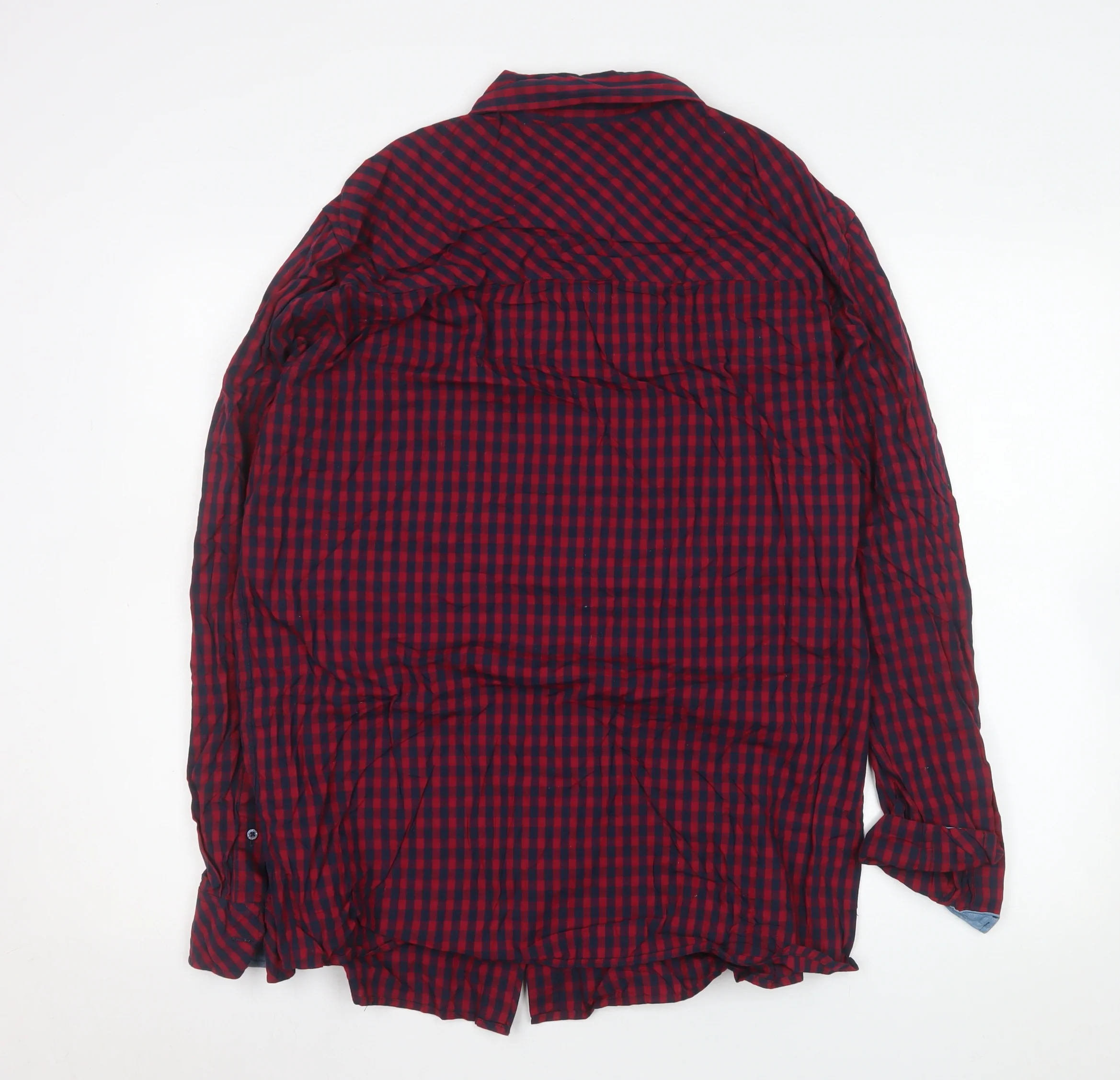 Mustang Men's Red Check Cotton Long Sleeve Button-Up Shirt L - Image 3