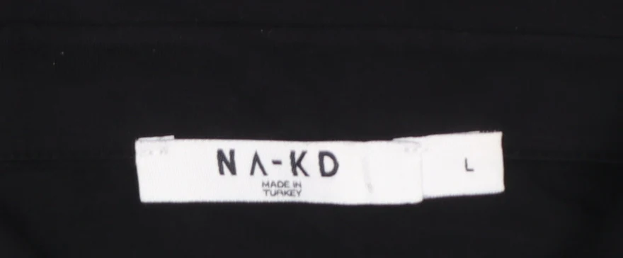 NA-KD Women Black Long Sleeve Collared Shirt Dress L - Image 4