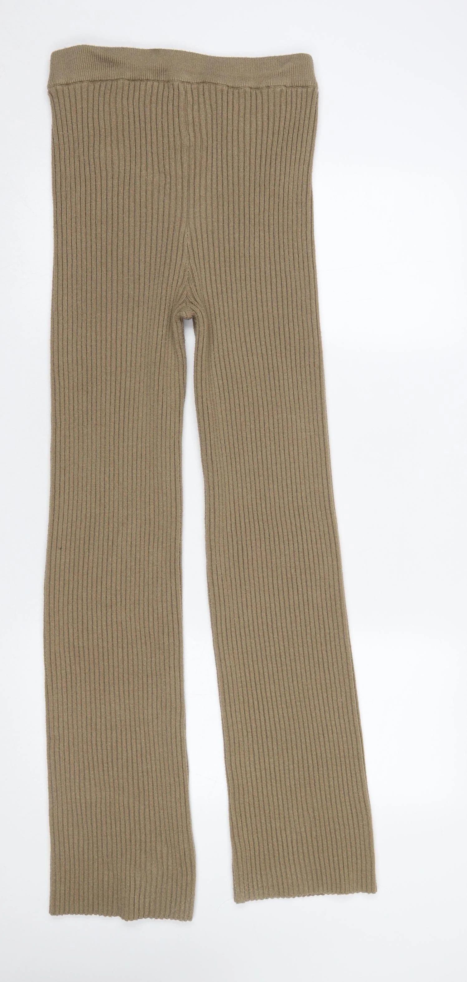 NA-KD Women’s Beige Ribbed Knit High Rise Leggings Size S - Image 3