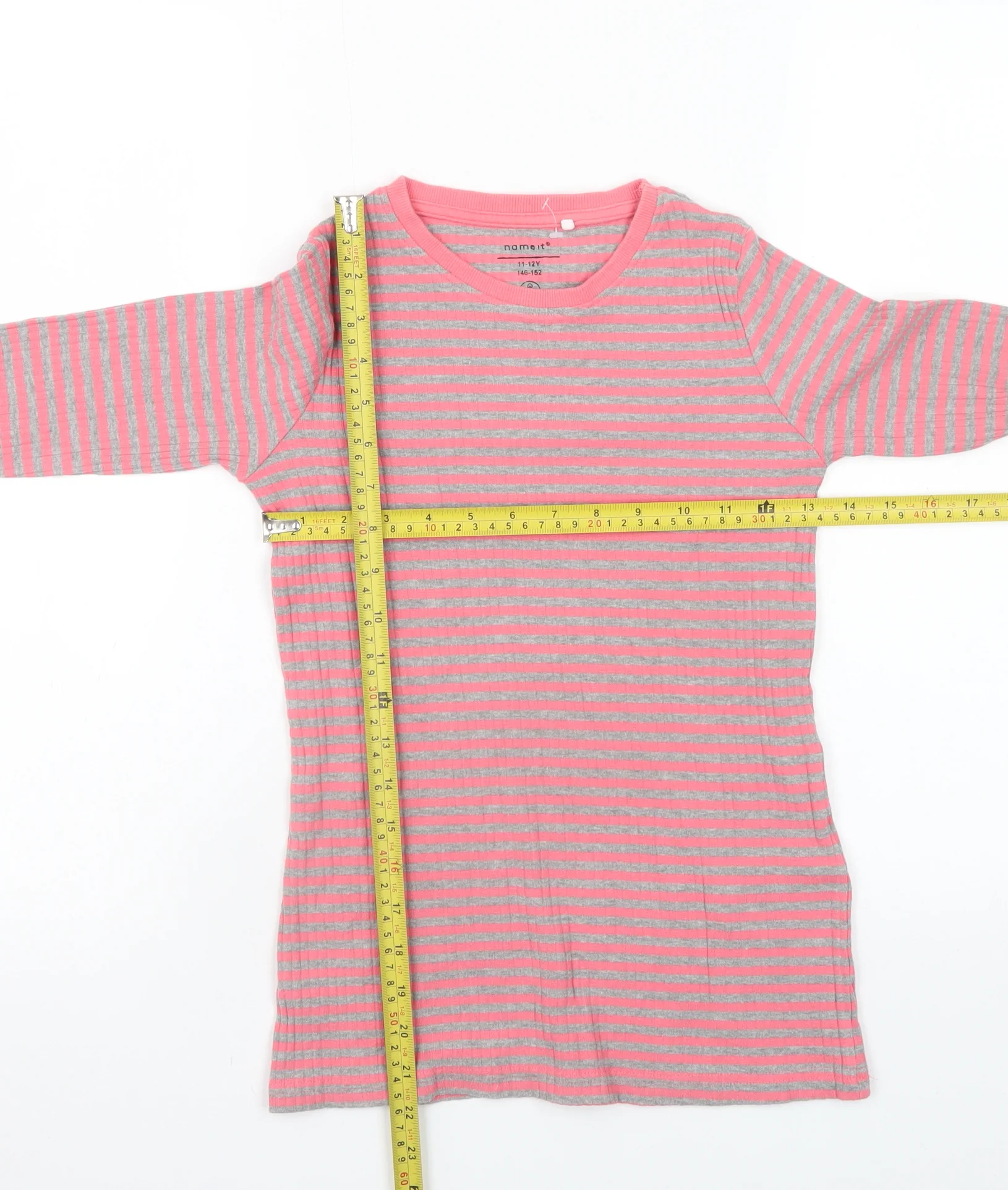 Name It Girls Pink Striped Long Sleeve Cotton Jersey T-Shirt 11-12 Years - Image 2