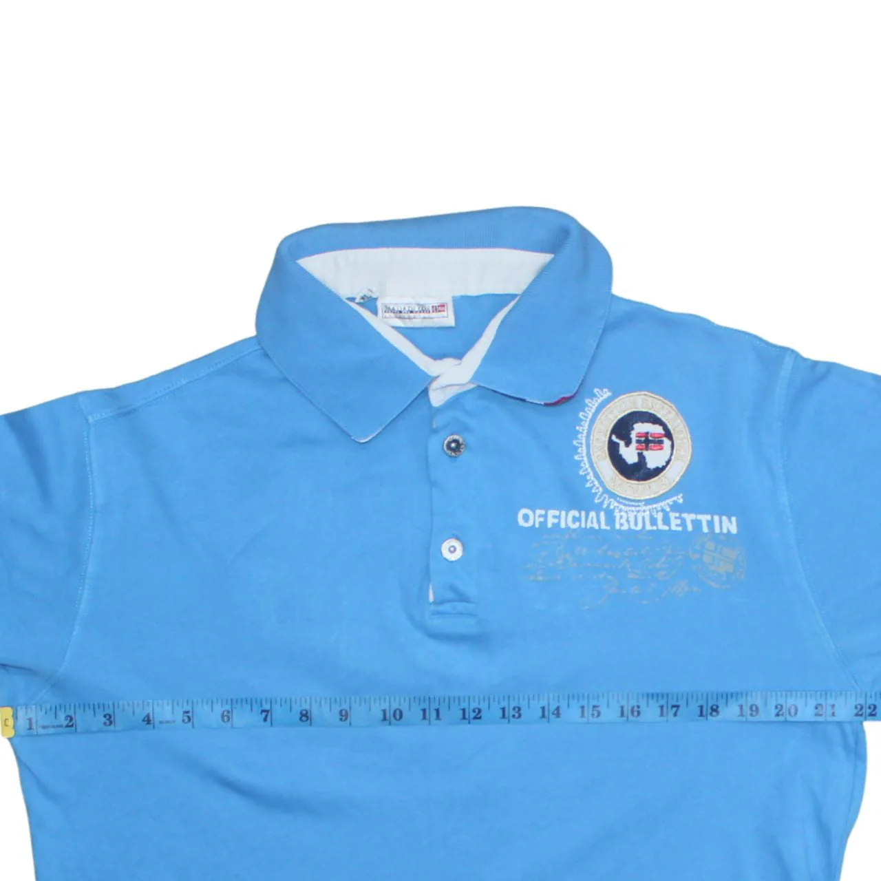 Napapijri Blue Men's XL Polo Shirt Embroidered Cotton Casual Sports - Image 3