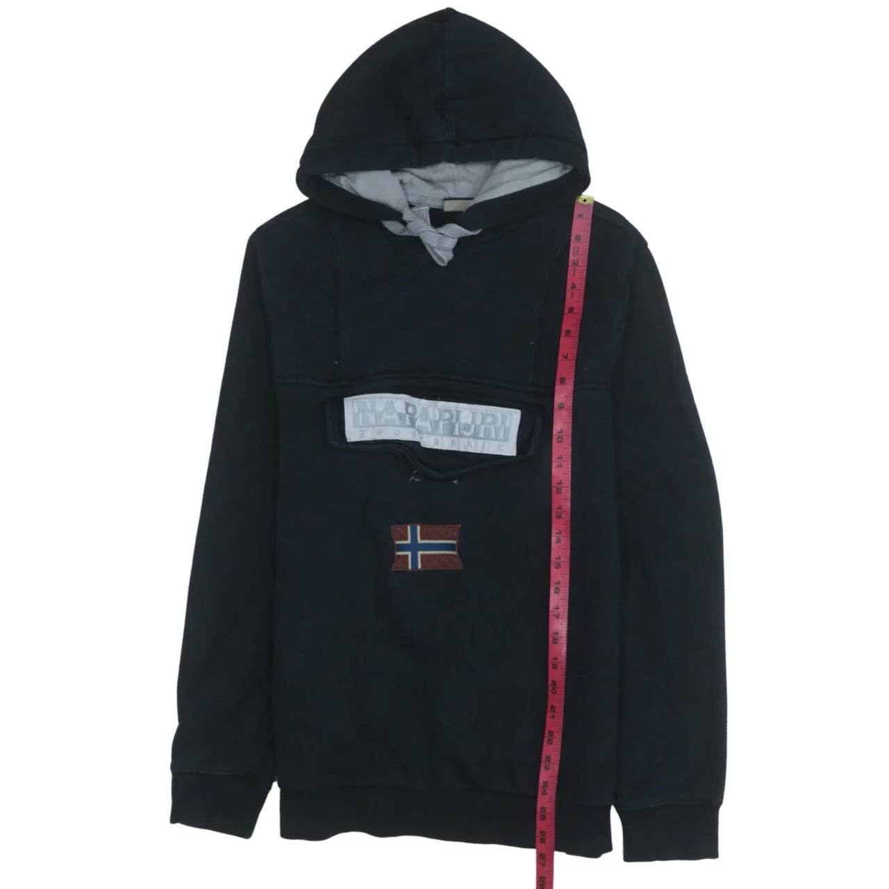 Napapijri Men Black Pullover Hoodie M Outdoor Cotton Blend - Image 3