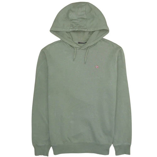 Napapijri Men’s Green Pullover Hoodie Fleece Lined M Excellent