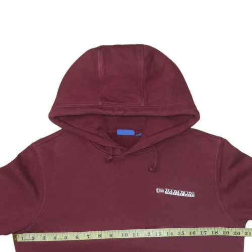 Napapijri Men’s Red Pullover Hoodie L Regular Fit Logo Fleece - Image 2