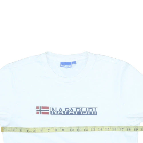 Napapijri Men’s White Cotton Logo Graphic T-Shirt Size S Regular Fit - Image 2