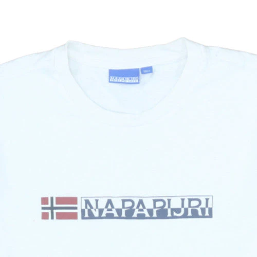 Napapijri Men’s White Cotton Logo Graphic T-Shirt Size S Regular Fit - Image 8