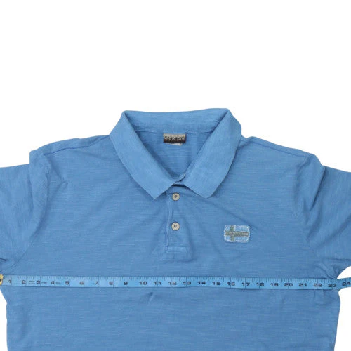 Napapijri Men's Blue Cotton Polo Shirt 2XL Regular Fit - Image 2