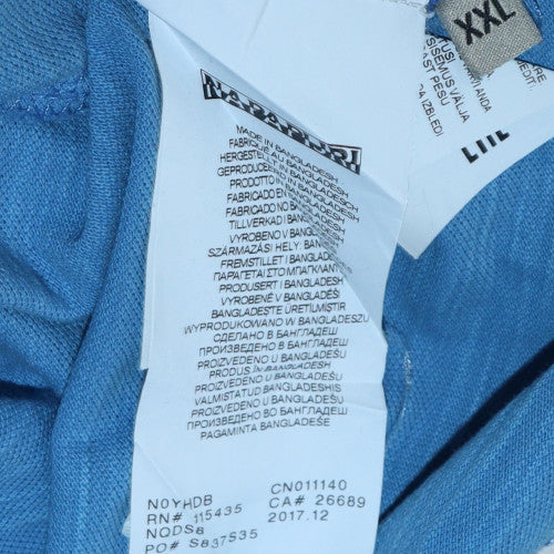 Napapijri Men's Blue Cotton Polo Shirt 2XL Regular Fit - Image 5