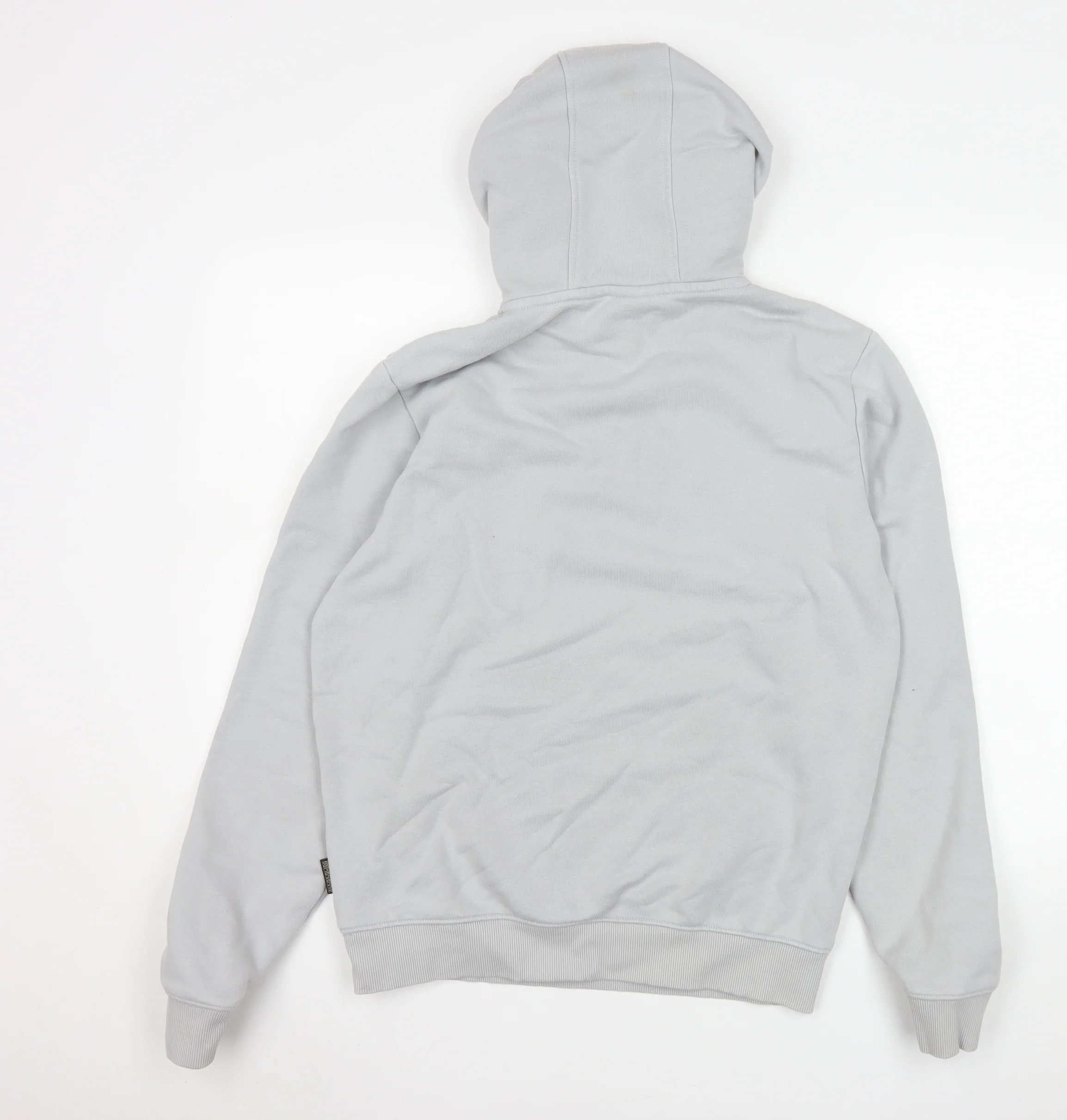 Napapijri Men's Grey Pullover Hoodie S Regular Fit Fleece Logo - Image 3