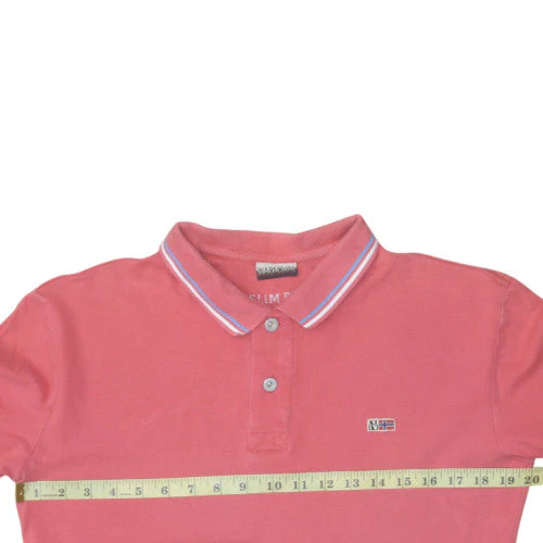 Napapijri Mens Pink Short Sleeve Slim Fit Polo Shirt Size L - Image 2