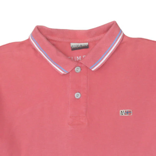 Napapijri Mens Pink Short Sleeve Slim Fit Polo Shirt Size L - Image 8