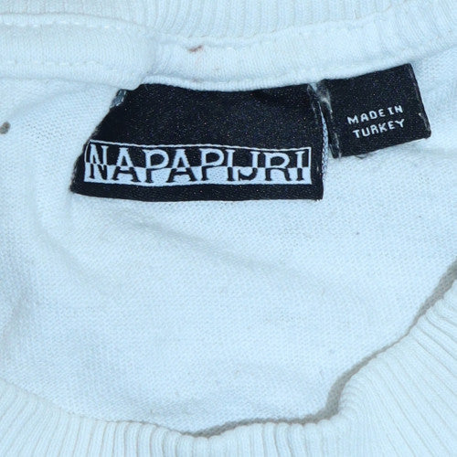 Napapijri Men's White Graphic Outdoor Cotton T-Shirt Size L - Image 6