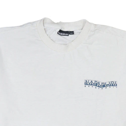 Napapijri Men's White Graphic Outdoor Cotton T-Shirt Size L - Image 7