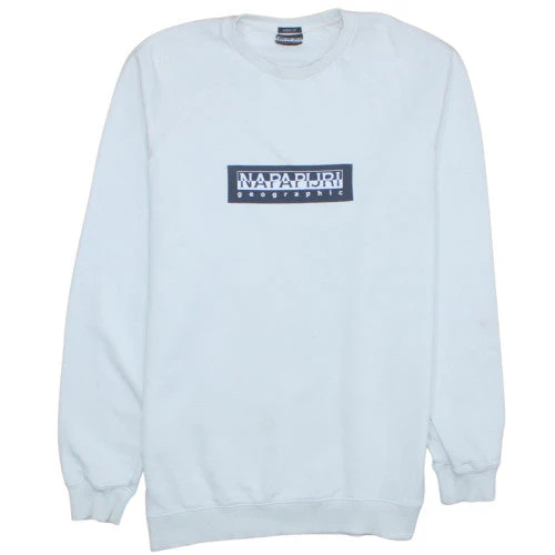 Napapijri Men's White Pullover Logo Sweatshirt Size S Relaxed Fit