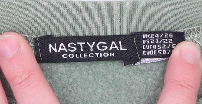 Nasty Gal Women’s Green Wellness Graphic Pullover Sweatshirt UK 24/26 - Image 4