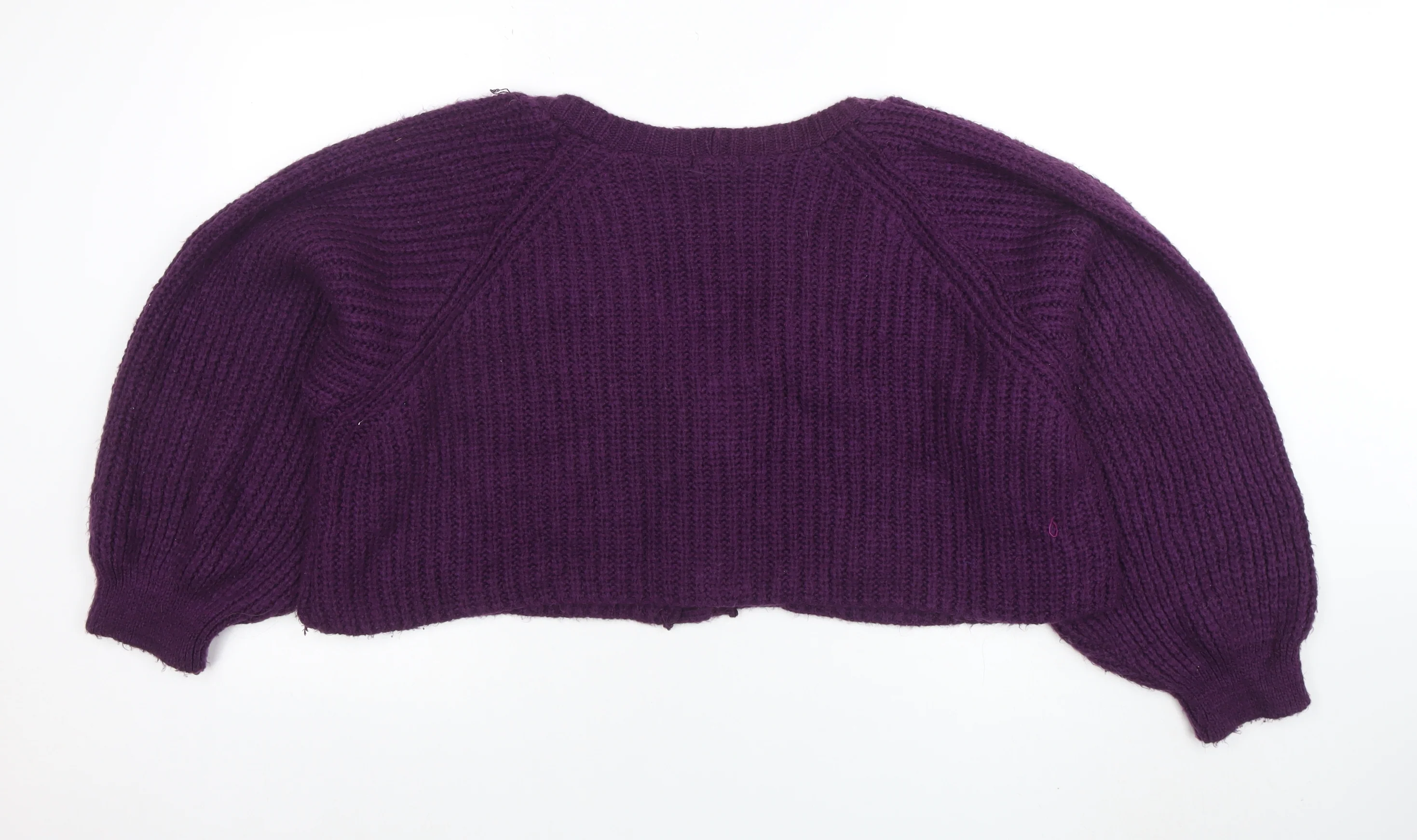 Nasty Gal Women’s Purple Chunky Knit Button Cardigan Size L - Image 3