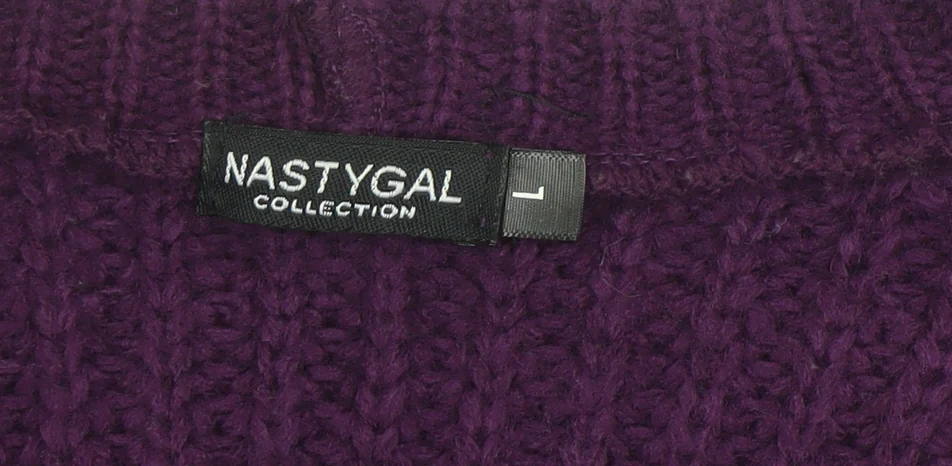 Nasty Gal Women’s Purple Chunky Knit Button Cardigan Size L - Image 4