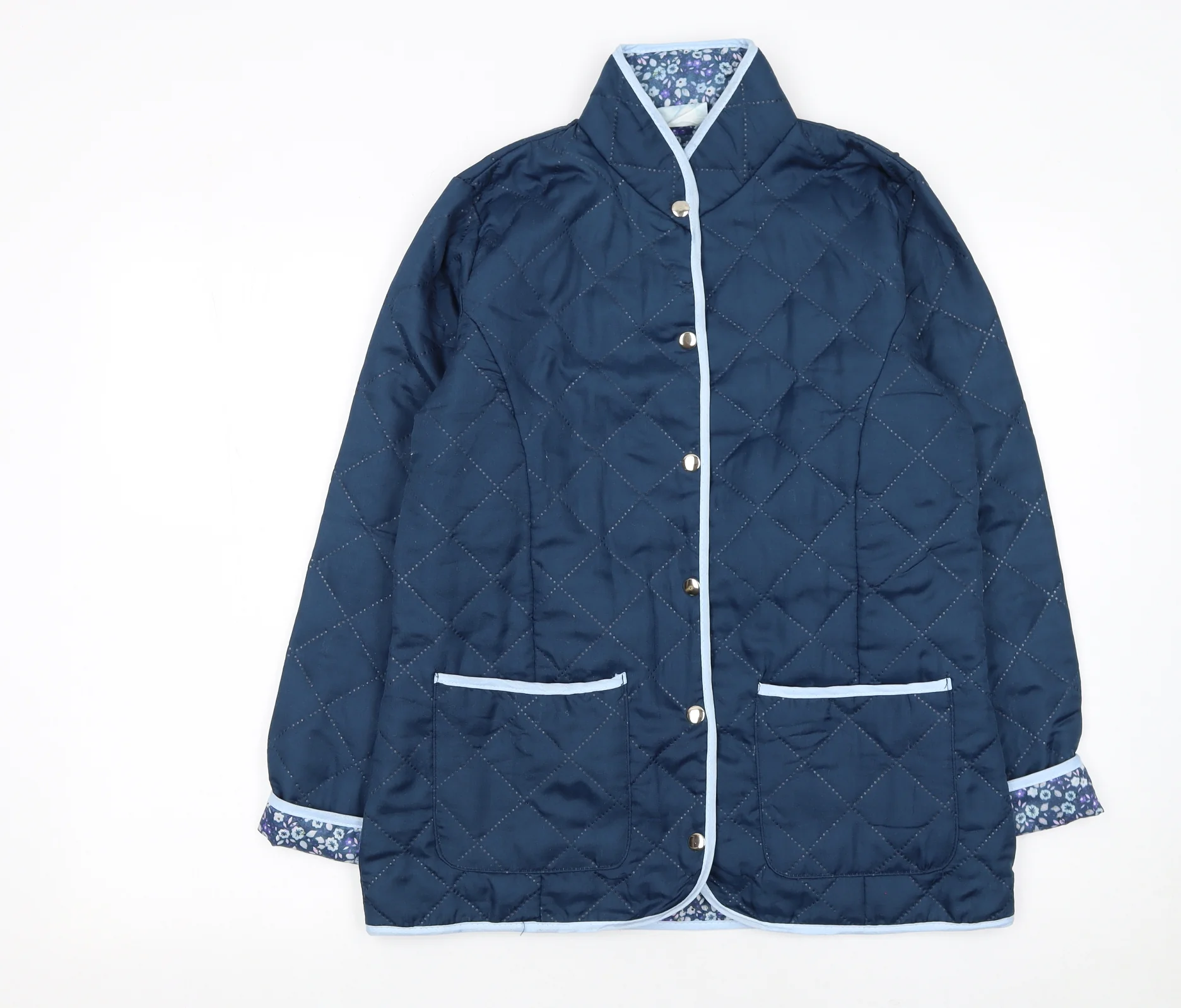 Nathalie Andersen Women's Blue Quilted Mid-Length Jacket Size 10/12