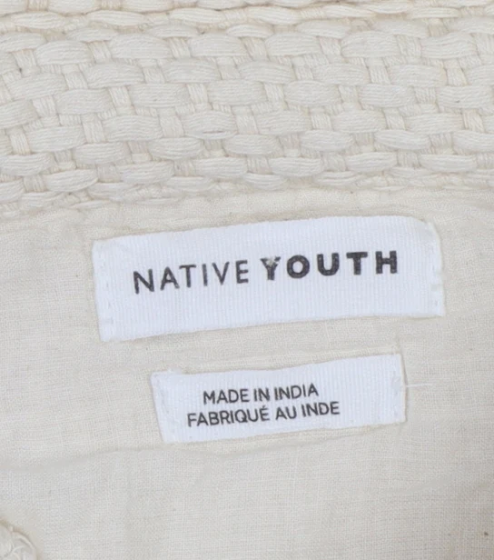 Native Youth Women Beige Cotton Button Jacket Size S - Image 5