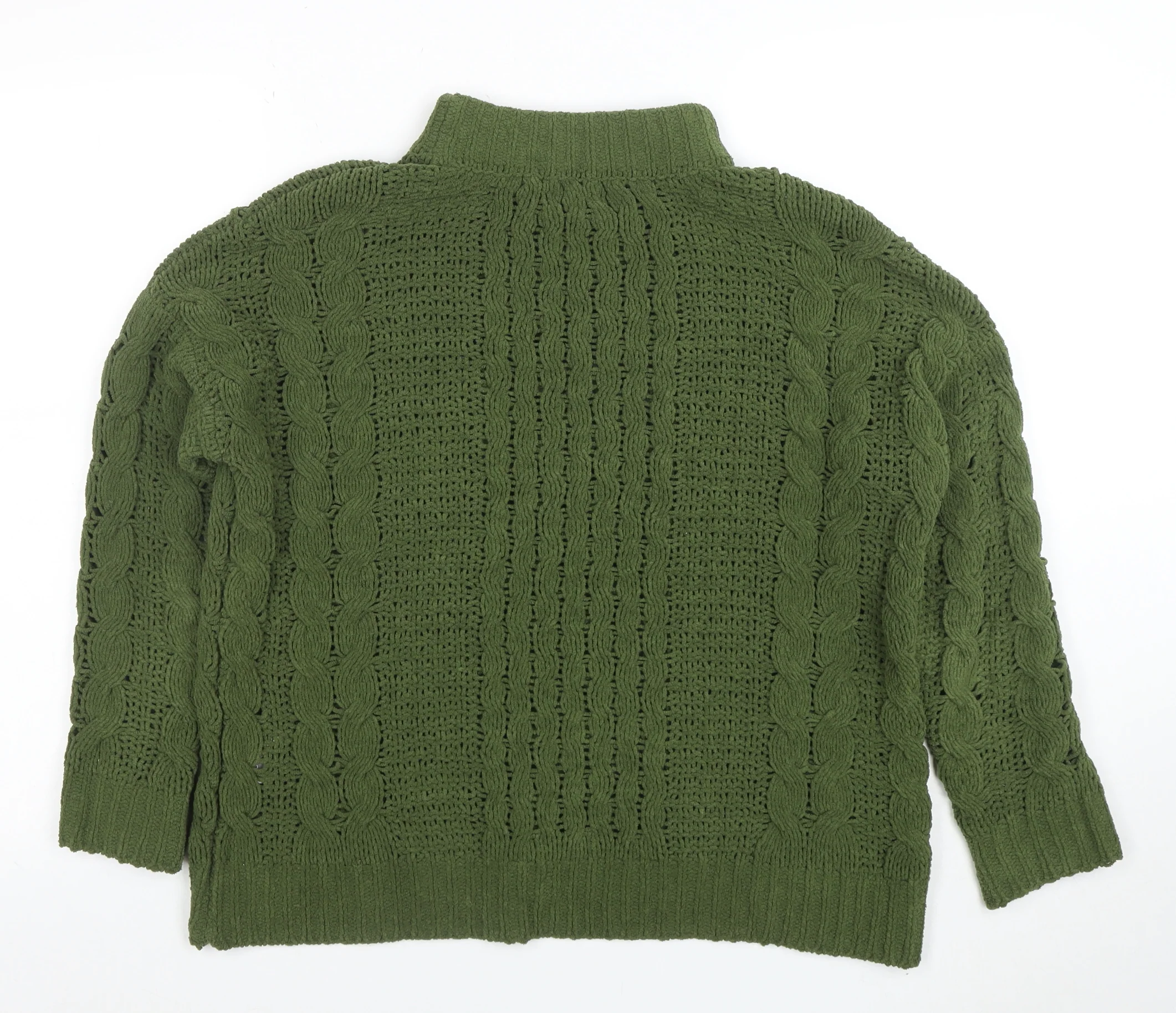 Natural Women’s Green Mock Neck Cable Knit Pullover Jumper Size S - Image 3