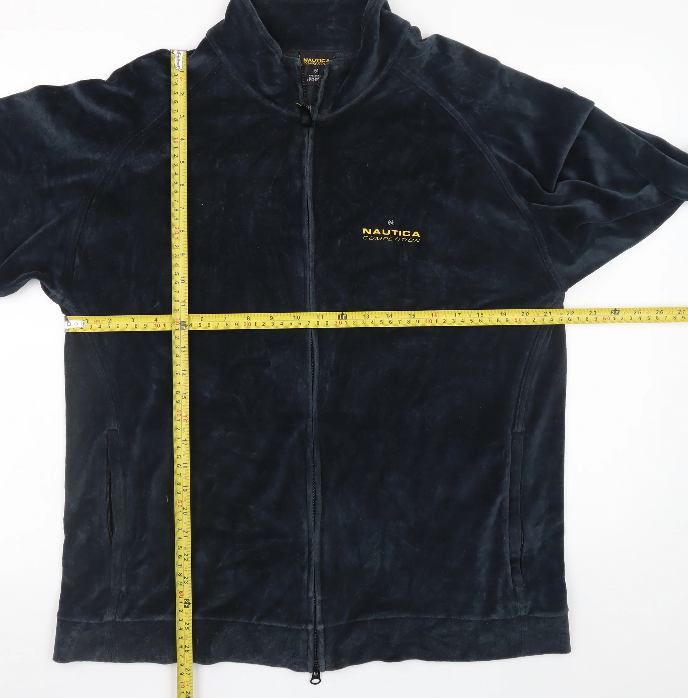 Nautica Men Blue M Velour Full Zip Jacket Stand Collar - Image 2