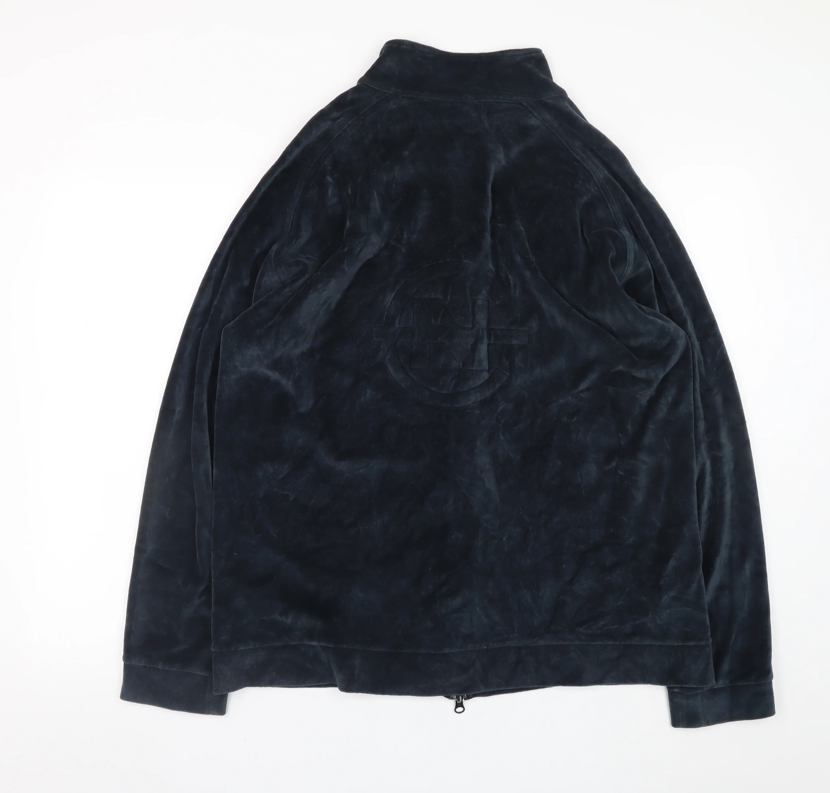 Nautica Men Blue M Velour Full Zip Jacket Stand Collar - Image 3