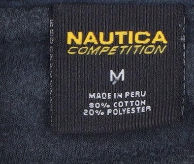 Nautica Men Blue M Velour Full Zip Jacket Stand Collar - Image 4
