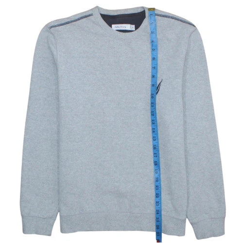 Nautica Men’s Grey Pullover Sweatshirt M Crew Neck Logo Fleece - Image 2