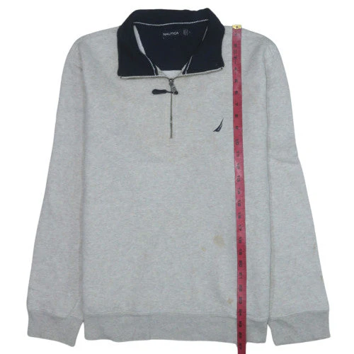 Nautica Men's Grey 1/4 Zip Fleece Sweatshirt L Regular Fit - Image 3