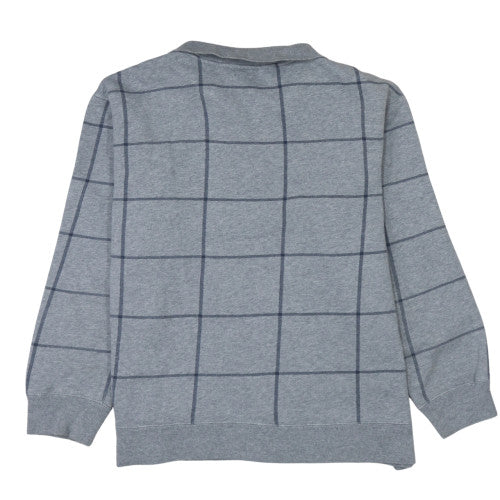 Nautica Men's Grey Check 1/4 Zip Fleece Sweatshirt Size L - Image 4