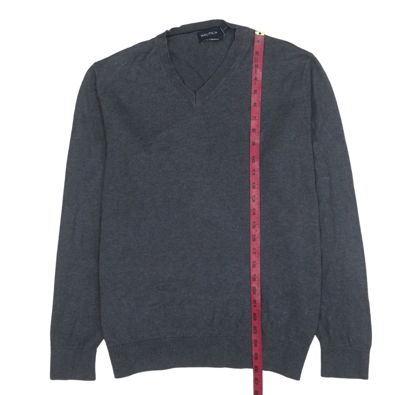 Nautica Men's Grey V-Neck Cotton Modal Pullover Jumper Size L - Image 3