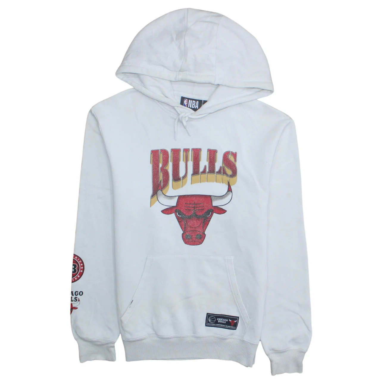 NBA Men’s White Chicago Bulls Pullover Hoodie Small Graphic Fleece